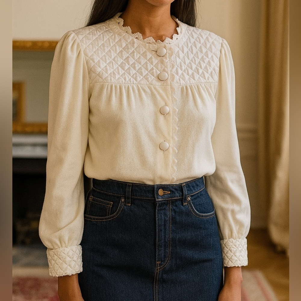 Vintage Christian Dior Quilted Intimates Top Shirt Jacket